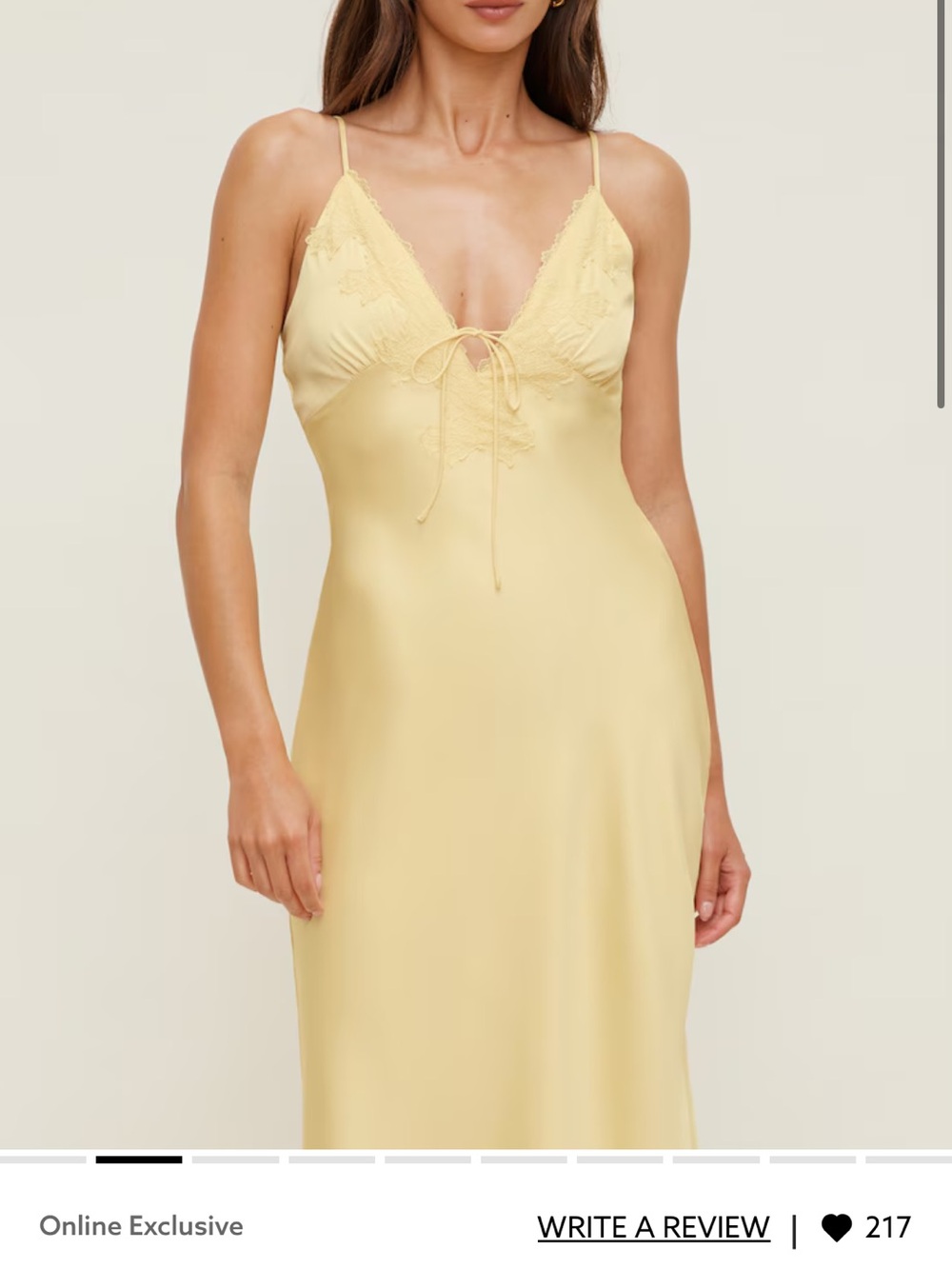 Dynamite Lace-Trim Slip Dress in Pale Yellow